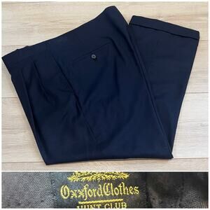 Oxxford Men's Wool Pleated Dress Pants Navy Blue Size 35R JP